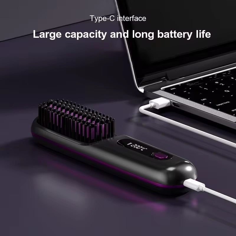 Heated Hair Brush Straightener - White